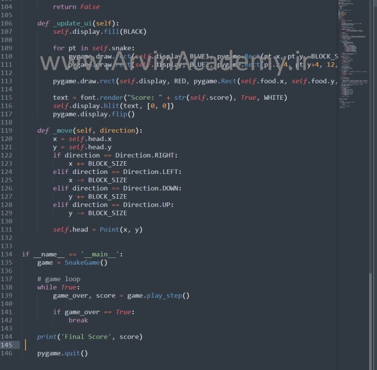 دانلود فایل پایتون بازی Snake 1 سورس بازی Snake با لایبرری pygame پایتون
